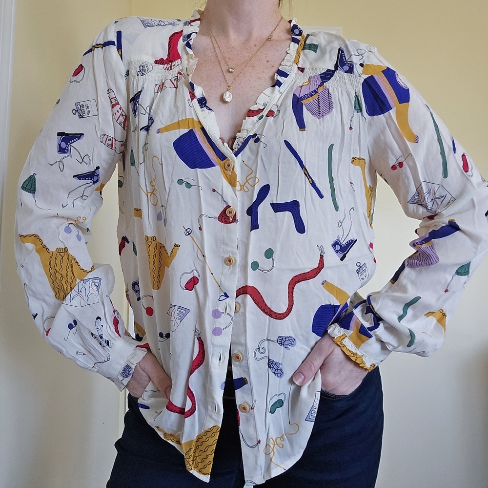 Anthropologie Ski Apres Women's Ruffle Top Medium